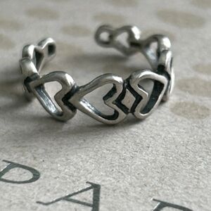 Rare Silpada 925 Sterling Silver Hearts Midi/Pinkie/Toe Ring
